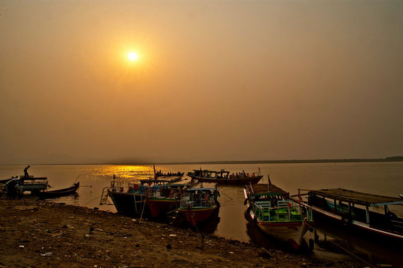 sunset on Irrawaddy river 